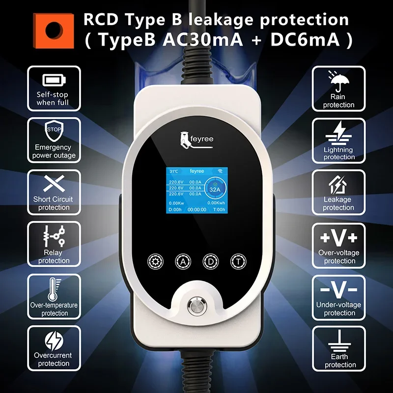 Feyree 22KW Tipo 2 Cavo EVSE W - Ev Charger Type 2 22Kw 32A 3 Phase recensione e prezzo