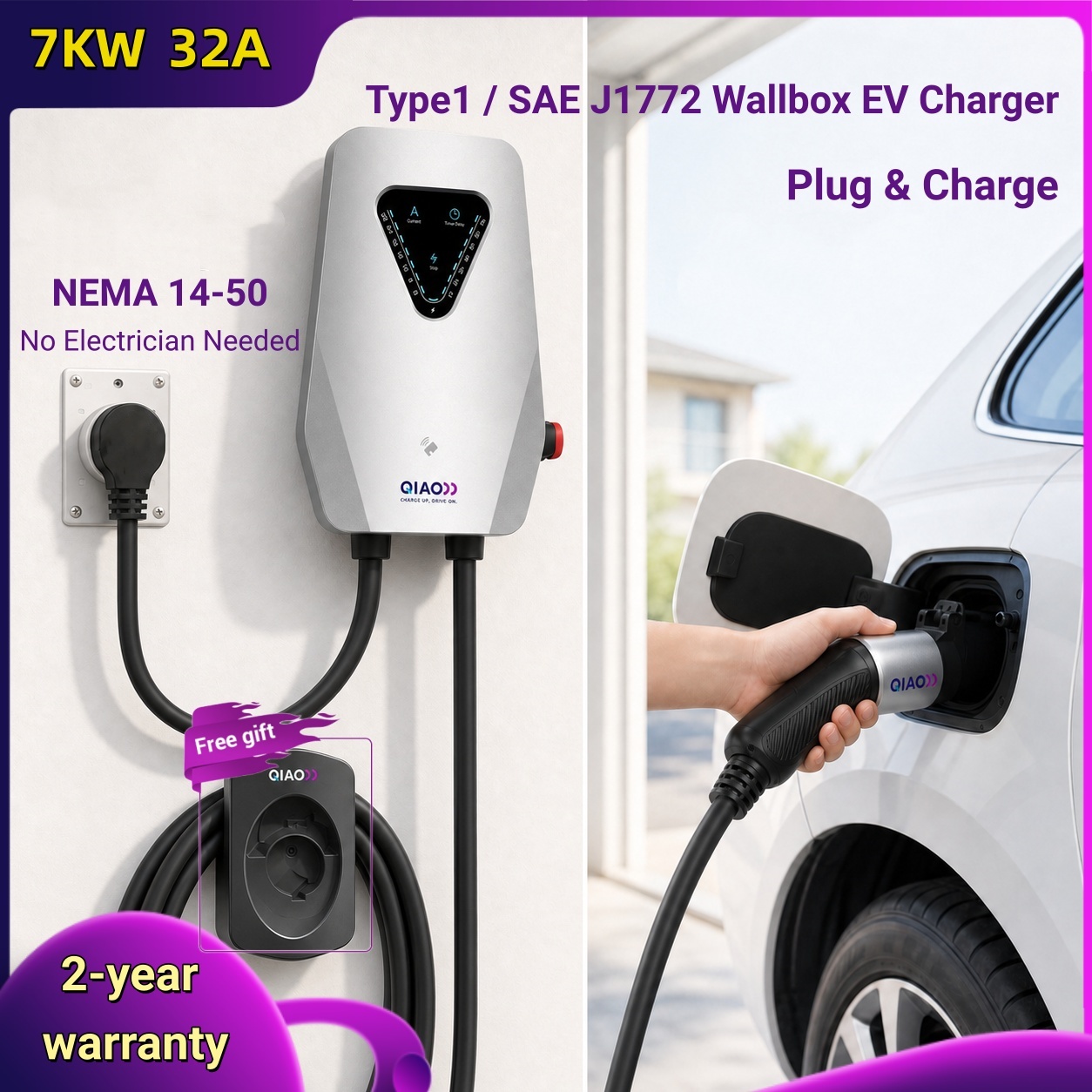 Caricatore EV da Parete 7KW 32 - J1772 Evse 32A Level 2 Charger recensione e prezzo